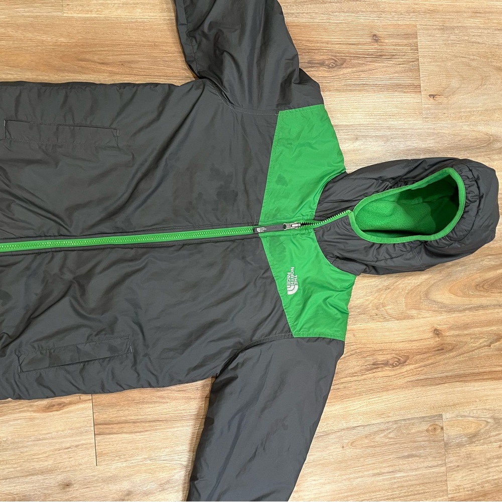 North face Reversible Kids Green and Gray Jacket